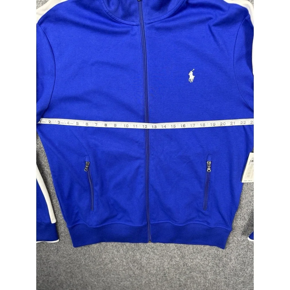 Polo Ralph Lauren Track Jacket Mens Large Blue Mock Neck Knit Full Zip NWT